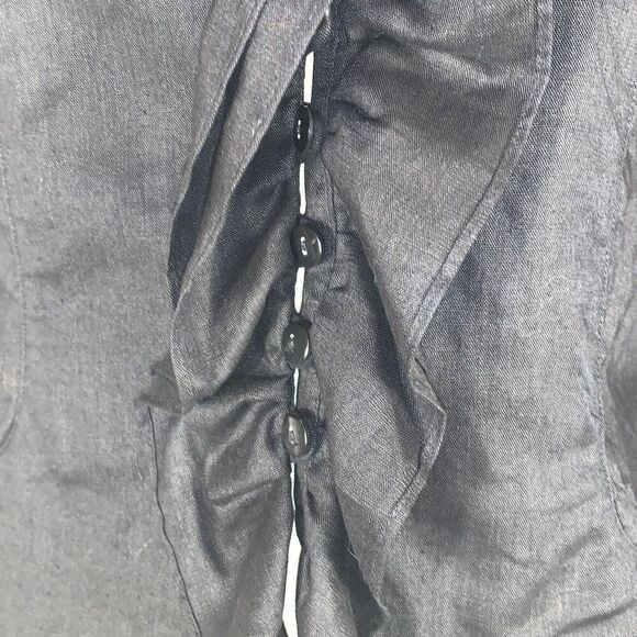 Vintage Y2K Black Ruffled Button Down Linen Top Size 12 - Picture 4 of 16